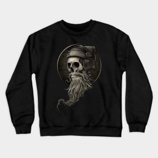 Viking Vintage Skull Beard with Headphone Crewneck Sweatshirt